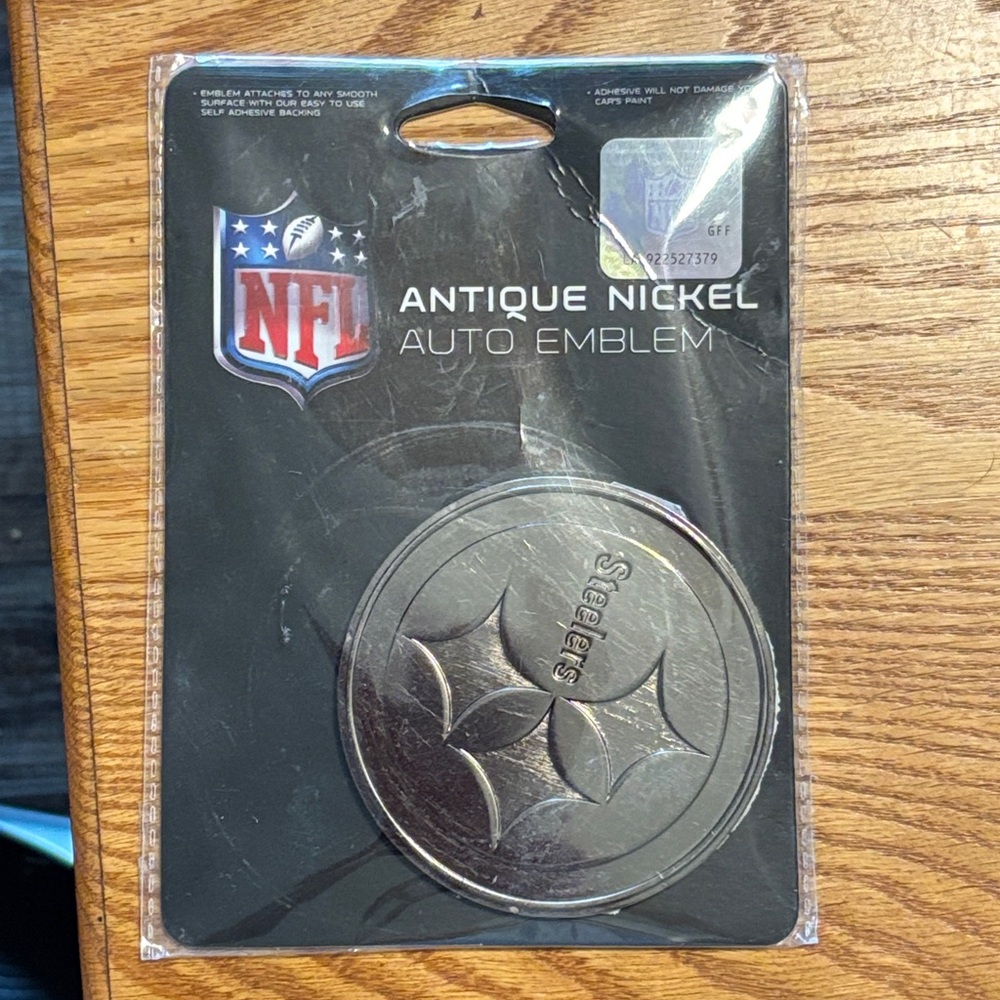 NFL Pittsburgh Steelers 3-D Antique Nickel Metal Auto Emblem